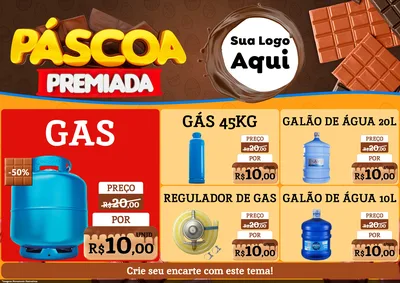 Modelo de Encarte para Encarte A4 Horizontal com o tema Páscoa Premiada para Água e gás