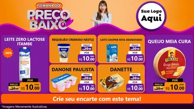 Modelo de TV para TV Horizontal com o tema Semana do Preço Baixo para Frios e Laticínios