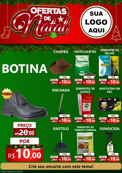 Modelo de Encarte para Encarte A4 Vertical com o tema Ofertas de Natal para Agropecuária