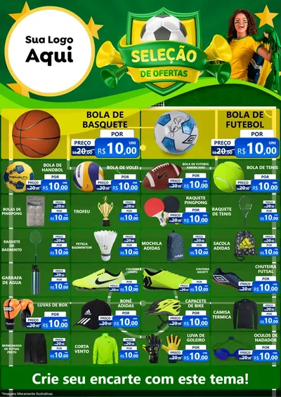 Modelo de Encarte para Encarte A4 Vertical com o tema Seleção de Ofertas - Copa para Artigos Esportivos