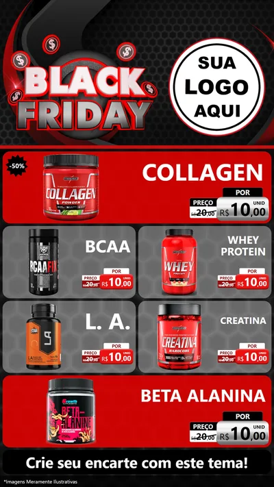 Modelo de TV para TV Vertical com o tema Black Friday para Suplementos alimentares