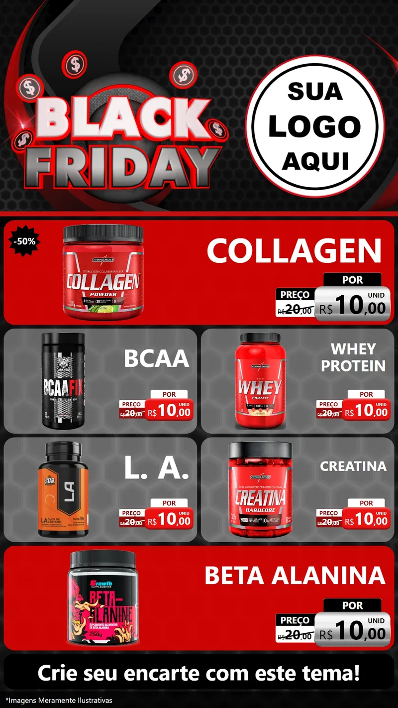 Modelo de TV para TV Vertical com o tema Black Friday para Suplementos alimentares