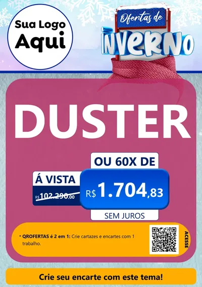 Modelo de Cartaz para Cartaz A4 Vertical com o tema Ofertas de Inverno para Concessionaria de Carros