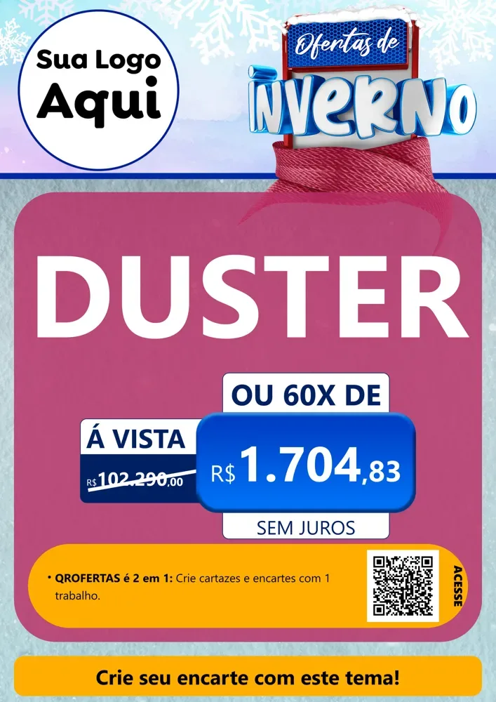 Modelo de Cartaz para Cartaz A4 Vertical com o tema Ofertas de Inverno para Concessionaria de Carros