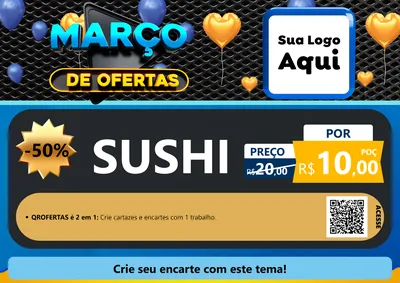 Modelo de Cartaz para Cartaz A4 Horizontal com o tema Março de Ofertas para Comida japonesa