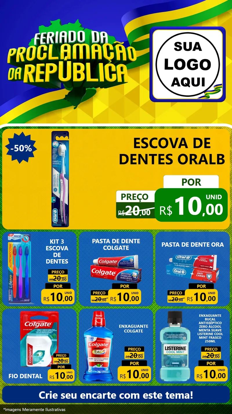 Modelo de Rede Social para Stories com o tema Feriado da Proclamação da República para Higiene Pessoal