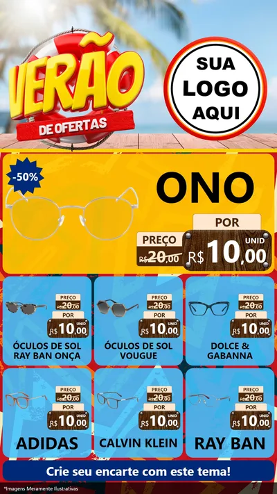 Modelo de Rede Social para Stories com o tema Verão de Ofertas para Óticas