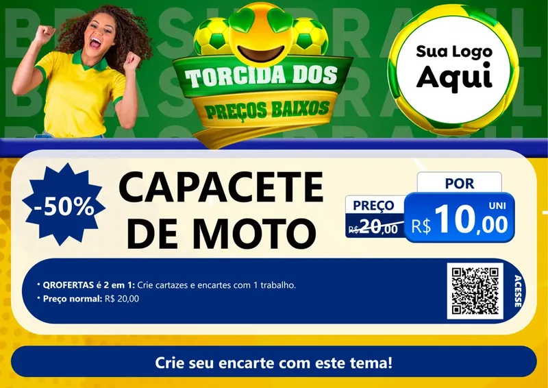 Modelo de Cartaz para Cartaz A4 Horizontal com o tema Torcida dos Preços Baixos - Copa para Moto peças