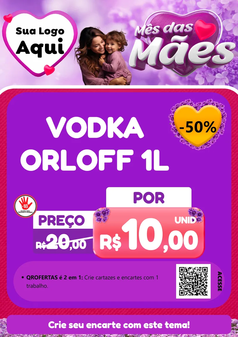 Modelo de Cartaz para Cartaz A4 Vertical com o tema Mês das Mães para Distribuidora de bebidas