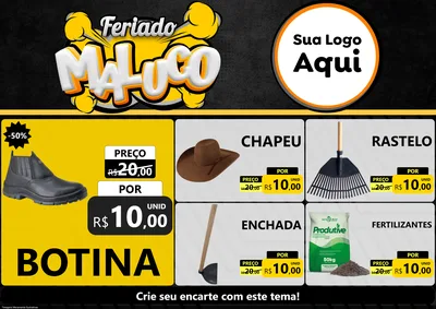 Modelo de Encarte para Encarte A4 Horizontal com o tema Feriado Maluco para Agropecuária