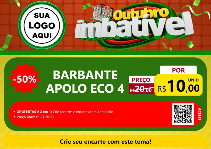 Modelo de Cartaz para Cartaz A4 Horizontal com o tema Outubro Imbatível para Armarinho e Aviamentos