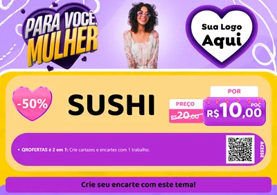Modelo de Cartaz para Cartaz A4 Horizontal com o tema Para Você, Mulher para Comida japonesa