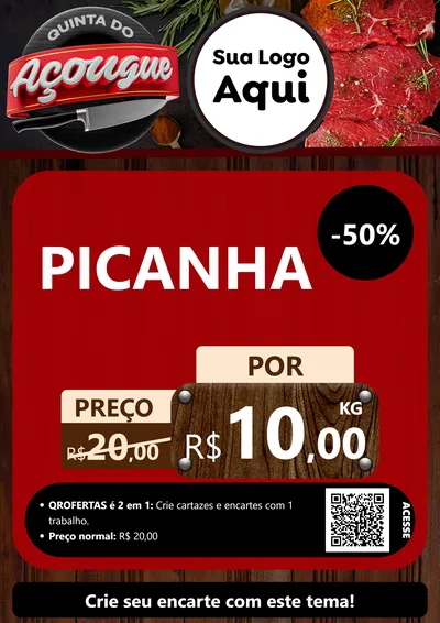 Modelo de Cartaz para Cartaz A4 Vertical com o tema Quinta do Açougue para Açougue