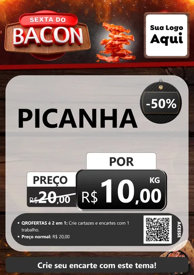 Modelo de Cartaz para Cartaz A4 Vertical com o tema Sexta do Bacon para Açougue
