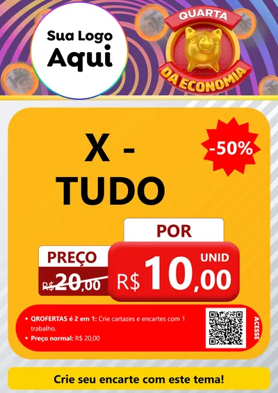 Modelo de Cartaz para Cartaz A4 Vertical com o tema Quarta da Economia para Hamburgueria