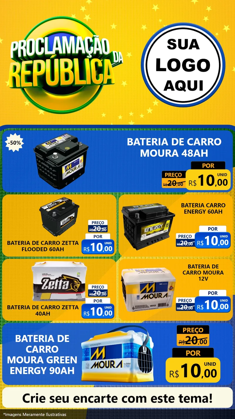 Modelo de TV para TV Vertical com o tema Proclamação da República para Baterias Elétricas