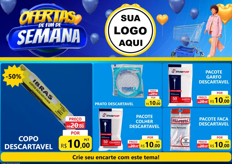 Modelo de Encarte para Encarte A4 Horizontal com o tema Ofertas de Fim de Semana para Embalagens