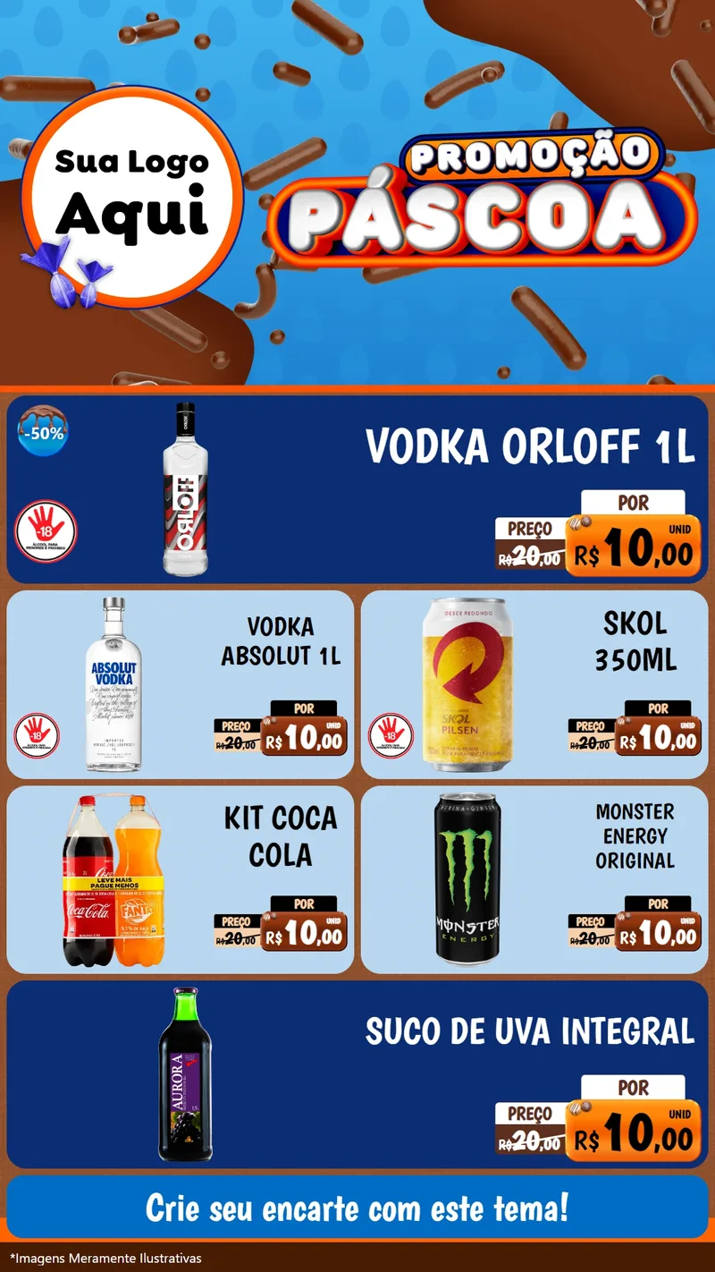 Modelo de TV para TV Vertical com o tema Promoção Páscoa para Distribuidora de bebidas