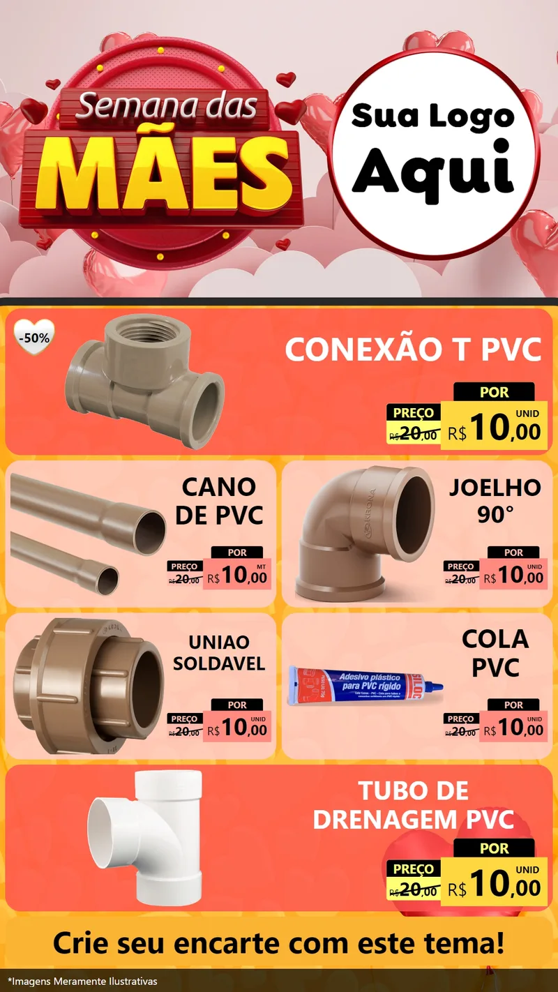 Modelo de TV para TV Vertical com o tema Semana das Mães para Tubos e conexões