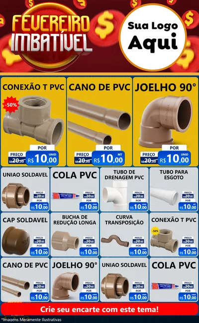 Modelo de Encarte para Encarte Grande com o tema Fevereiro Imbatível para Tubos e conexões