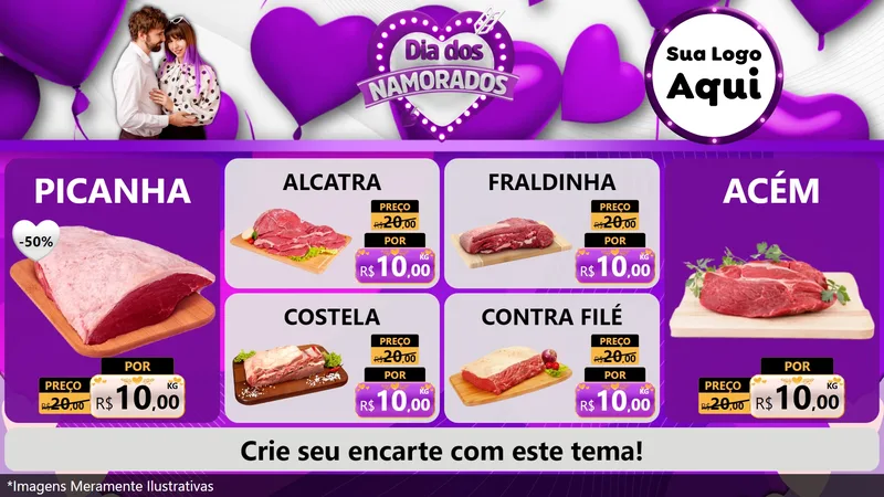 Modelo de TV para TV Horizontal com o tema Dia dos Namorados para Açougue