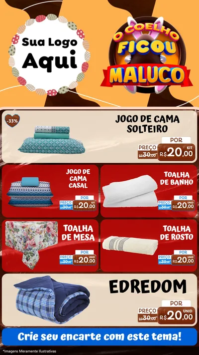 Modelo de TV para TV Vertical com o tema O Coelho Ficou Maluco - Páscoa para Cama, Mesa e Banho