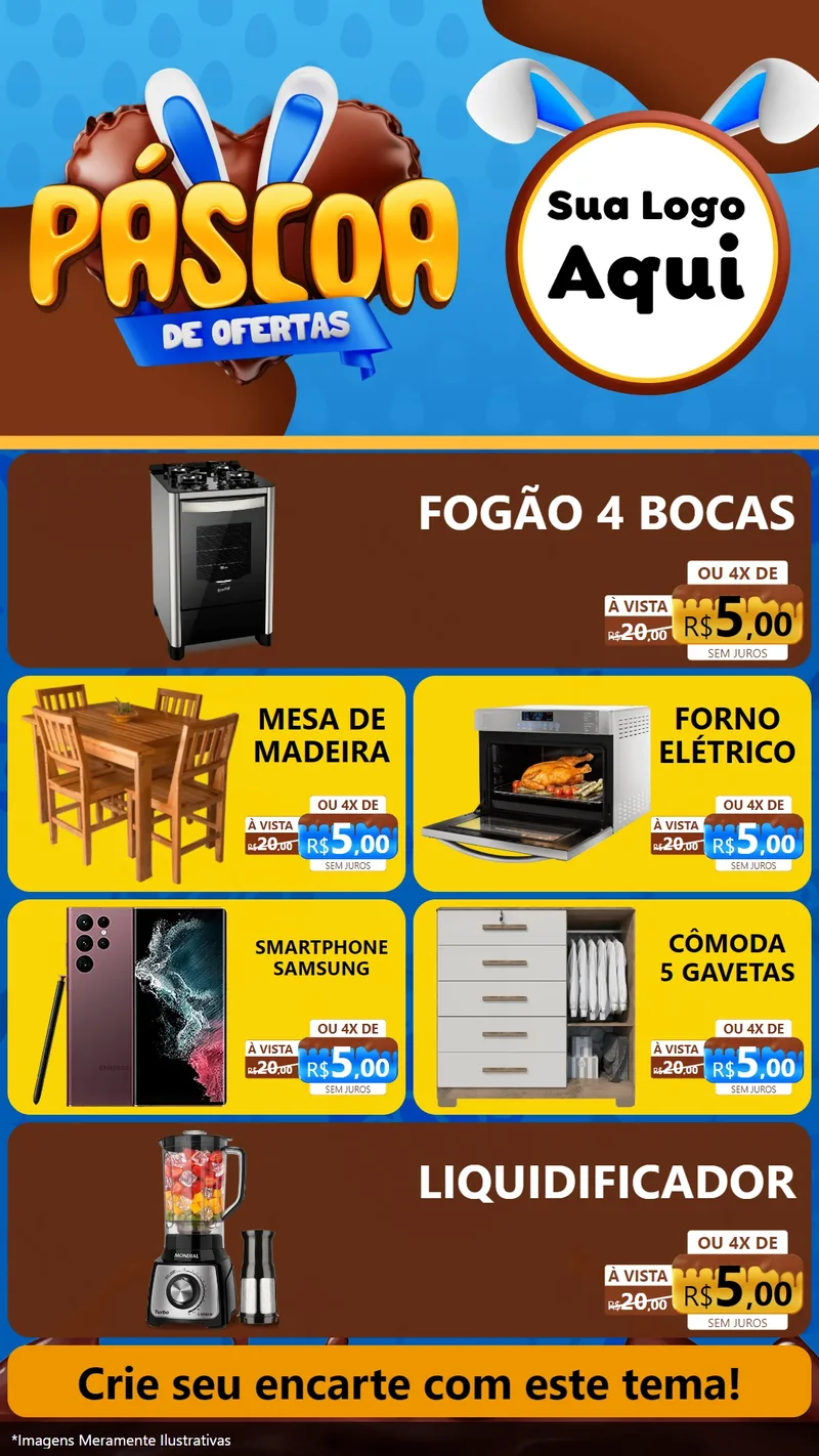 Modelo de TV para TV Vertical com o tema Páscoa de Ofertas para Móveis e Eletro