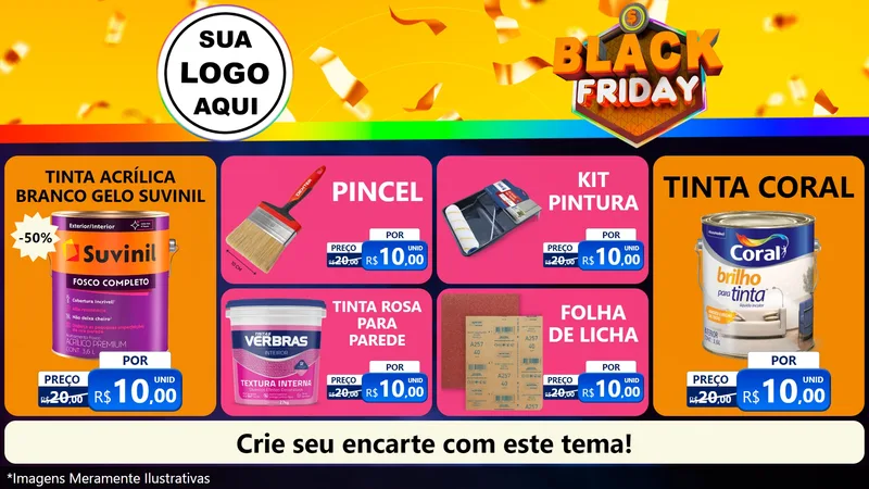 Modelo de TV para TV Horizontal com o tema Black Friday para Tintas e Ferramentas