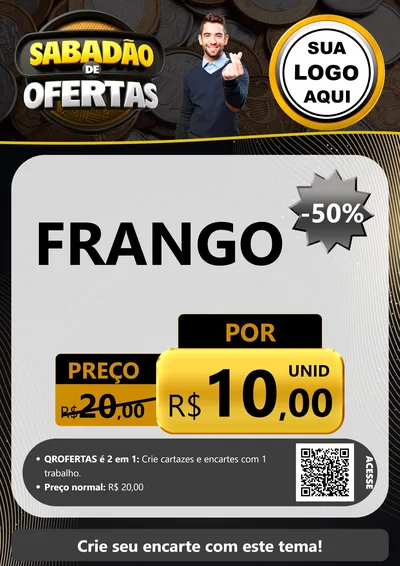 Modelo de Cartaz para Cartaz A4 Vertical com o tema Sabadão de Ofertas para Assados
