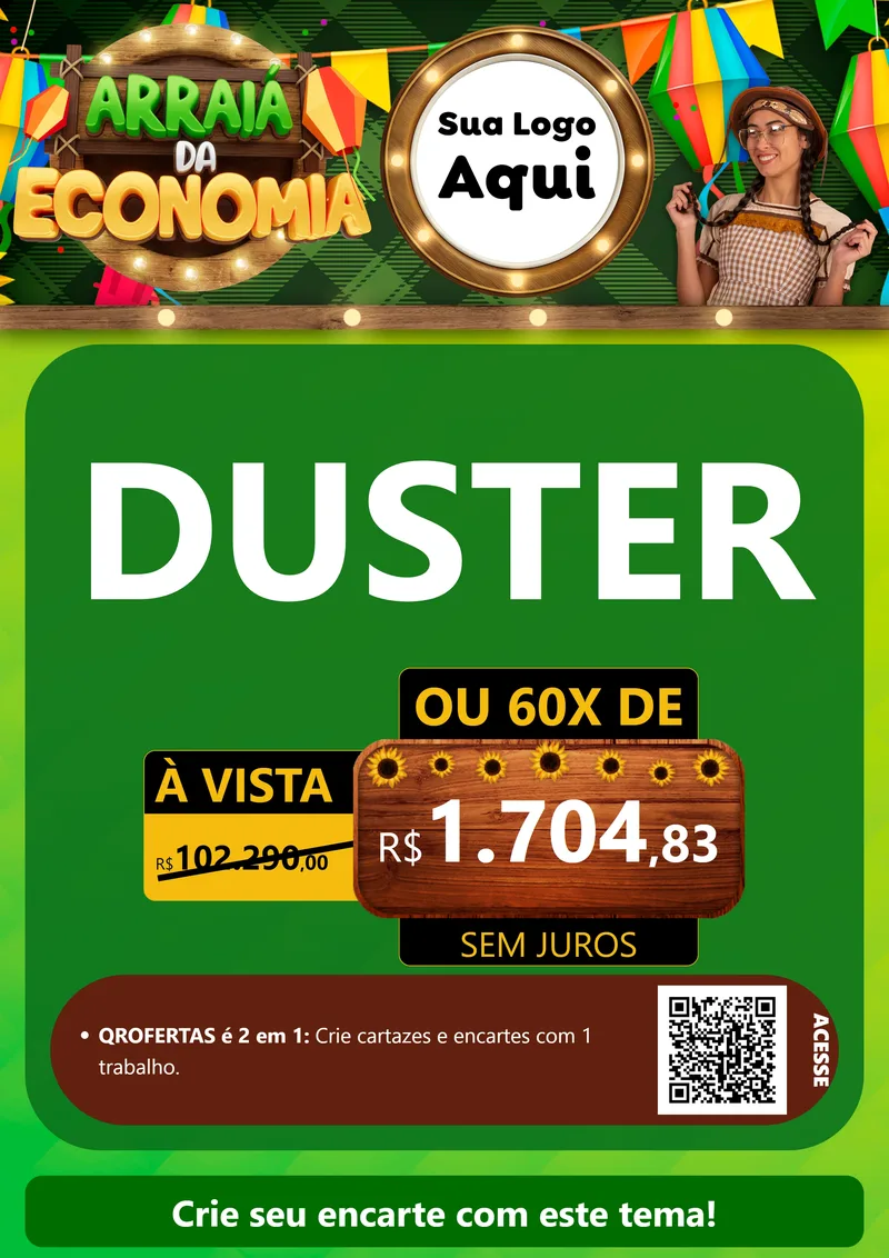 Modelo de Cartaz para Cartaz A4 Vertical com o tema Arraiá de Economia para Concessionaria de Carros