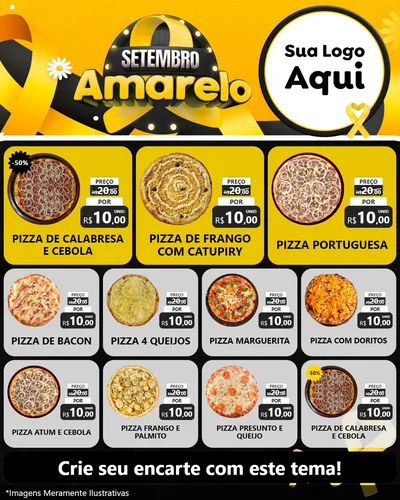 Modelo de Rede Social para Feed Instagram com o tema Setembro Amarelo para Pizzaria