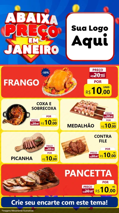 Modelo de TV para TV Vertical com o tema Abaixa Preço em Janeiro para Assados