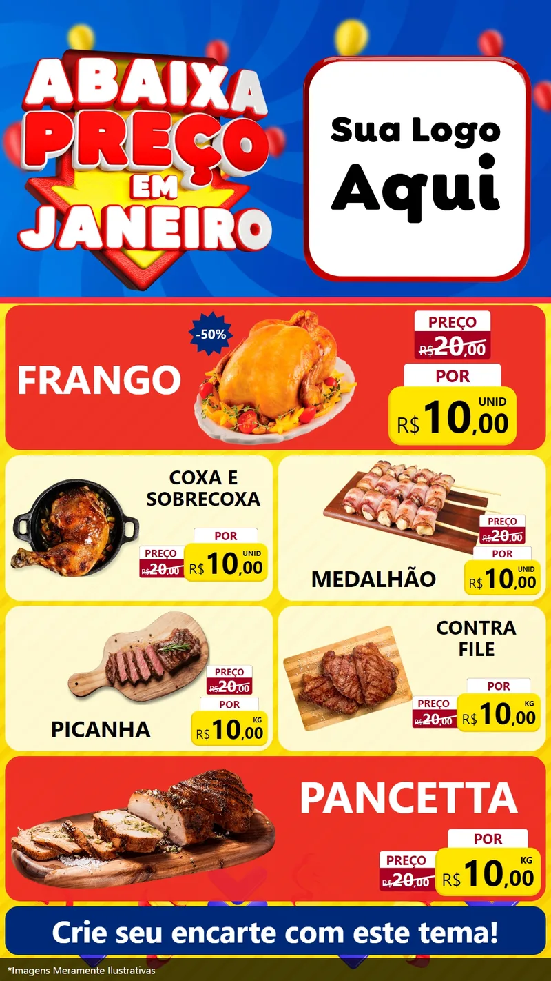 Modelo de TV para TV Vertical com o tema Abaixa Preço em Janeiro para Assados