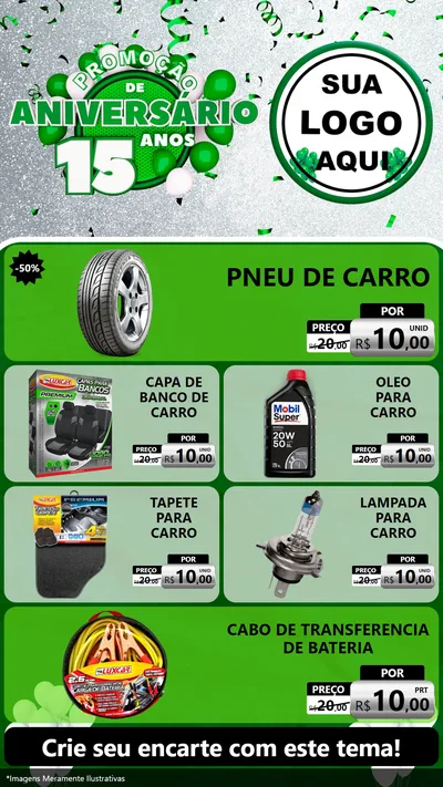 Modelo de TV para TV Vertical com o tema Promoção de Aniversário - 15 Anos para Auto peças
