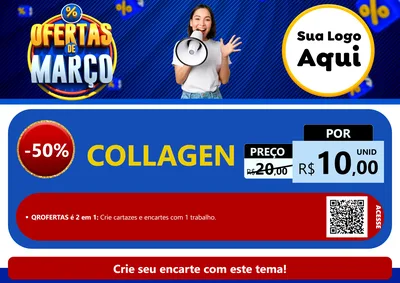 Modelo de Cartaz para Cartaz A4 Horizontal com o tema Ofertas de Março para Suplementos alimentares