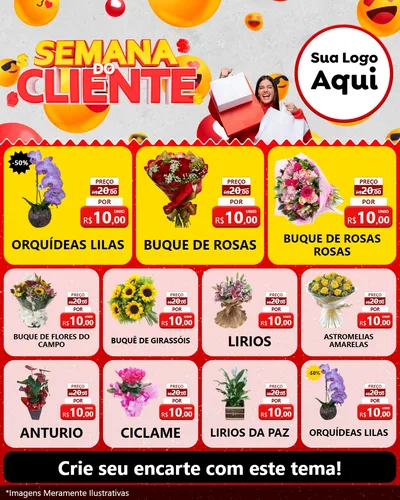 Modelo de Rede Social para Feed Instagram com o tema Semana do Cliente para Floricultura e jardim