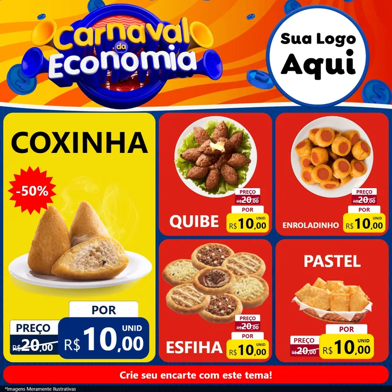 Modelo de Rede Social para Feed Facebook com o tema Carnaval da Economia para Salgadaria