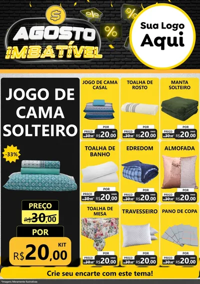 Modelo de Encarte para Encarte A4 Vertical com o tema Agosto Imbatível para Cama, Mesa e Banho