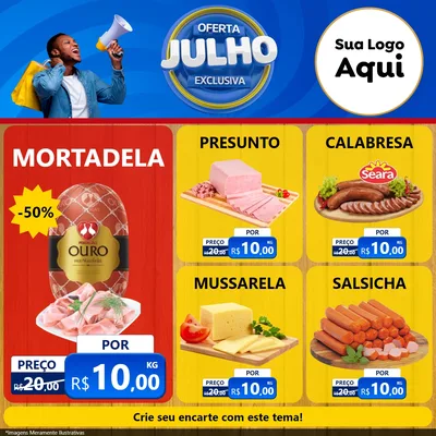 Modelo de Rede Social para Feed Facebook com o tema Oferta Exclusiva, Julho para Frios e Laticínios