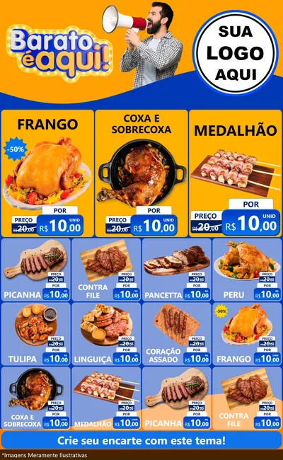 Modelo de Encarte para Encarte Grande com o tema Barato é aqui para Assados