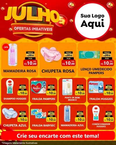 Modelo de Rede Social para Feed Instagram com o tema Julho Ofertas Imbatíveis para Bebês