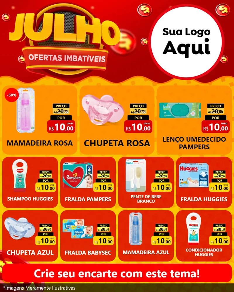 Modelo de Rede Social para Feed Instagram com o tema Julho Ofertas Imbatíveis para Bebês