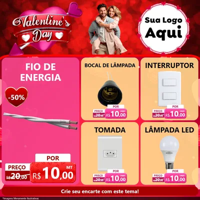 Modelo de Rede Social para Feed Facebook com o tema Valentine's Day para Materiais Elétricos