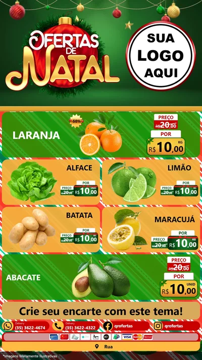 Modelo de TV para TV Vertical com o tema Ofertas de Natal para Hortifrúti