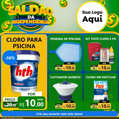 Modelo de Rede Social para Feed Facebook com o tema Saldão da Indepêndencia para Produtos para Piscina