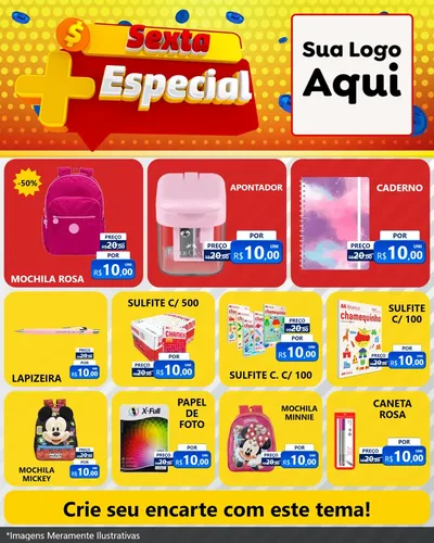 Modelo de Rede Social para Feed Instagram com o tema Sexta Mais Especial para Papelaria