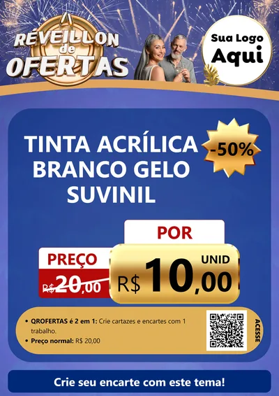 Modelo de Cartaz para Cartaz A4 Vertical com o tema Réveillon de Ofertas para Tintas e Ferramentas