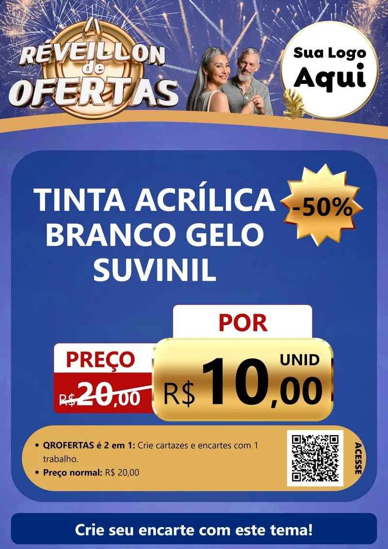 Modelo de Cartaz para Cartaz A4 Vertical com o tema Réveillon de Ofertas para Tintas e Ferramentas