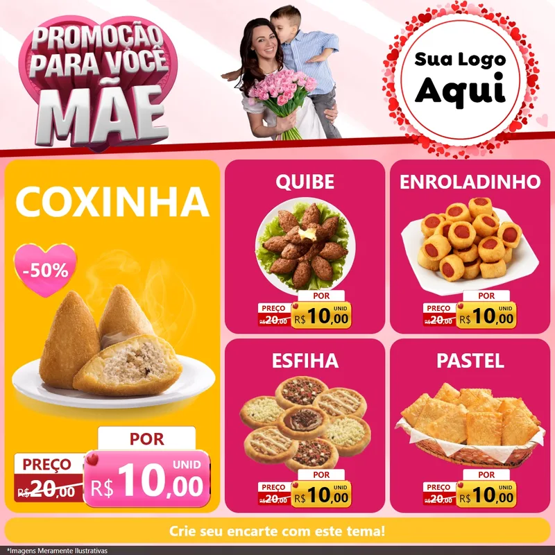 Modelo de Rede Social para Feed Facebook com o tema Promoção Para Você Mãe para Salgadaria