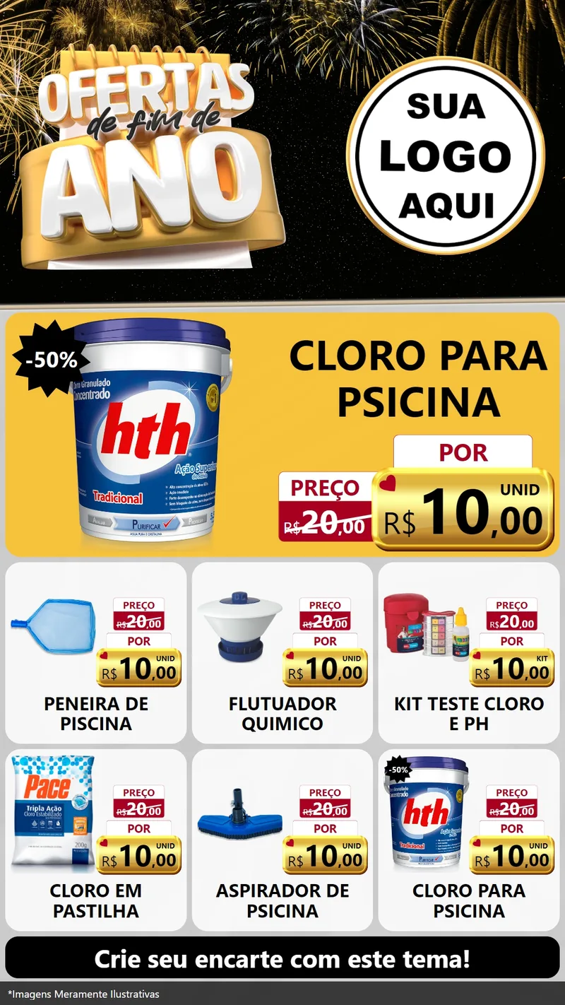 Modelo de Rede Social para Stories com o tema Ofertas de Fim de Ano para Produtos para Piscina